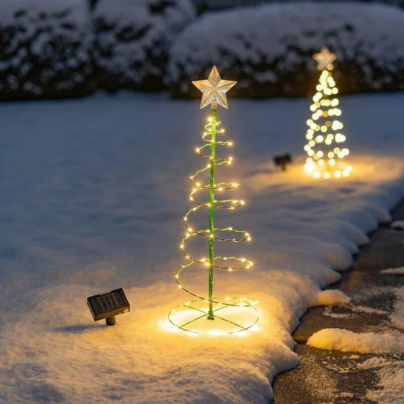 ソーラー充電式クリスマスツリーLEDライト、暖白色、錬鉄製、 - Outdoor Lighting Tree のレビューと価格