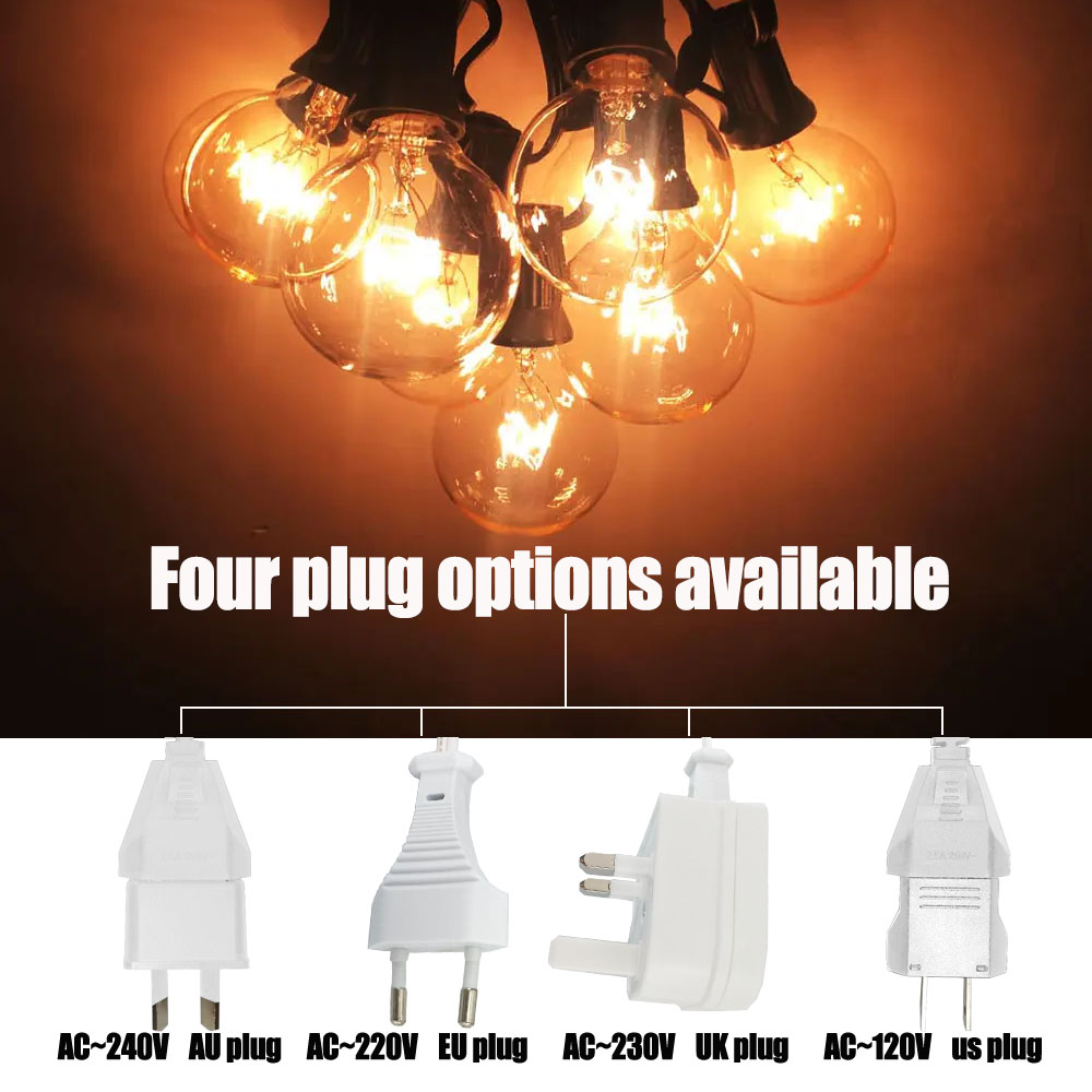 ヴィンテージ G40 クリア電球ストリングライト 8 メート - Outdoor Lighting Globes のレビューと価格
