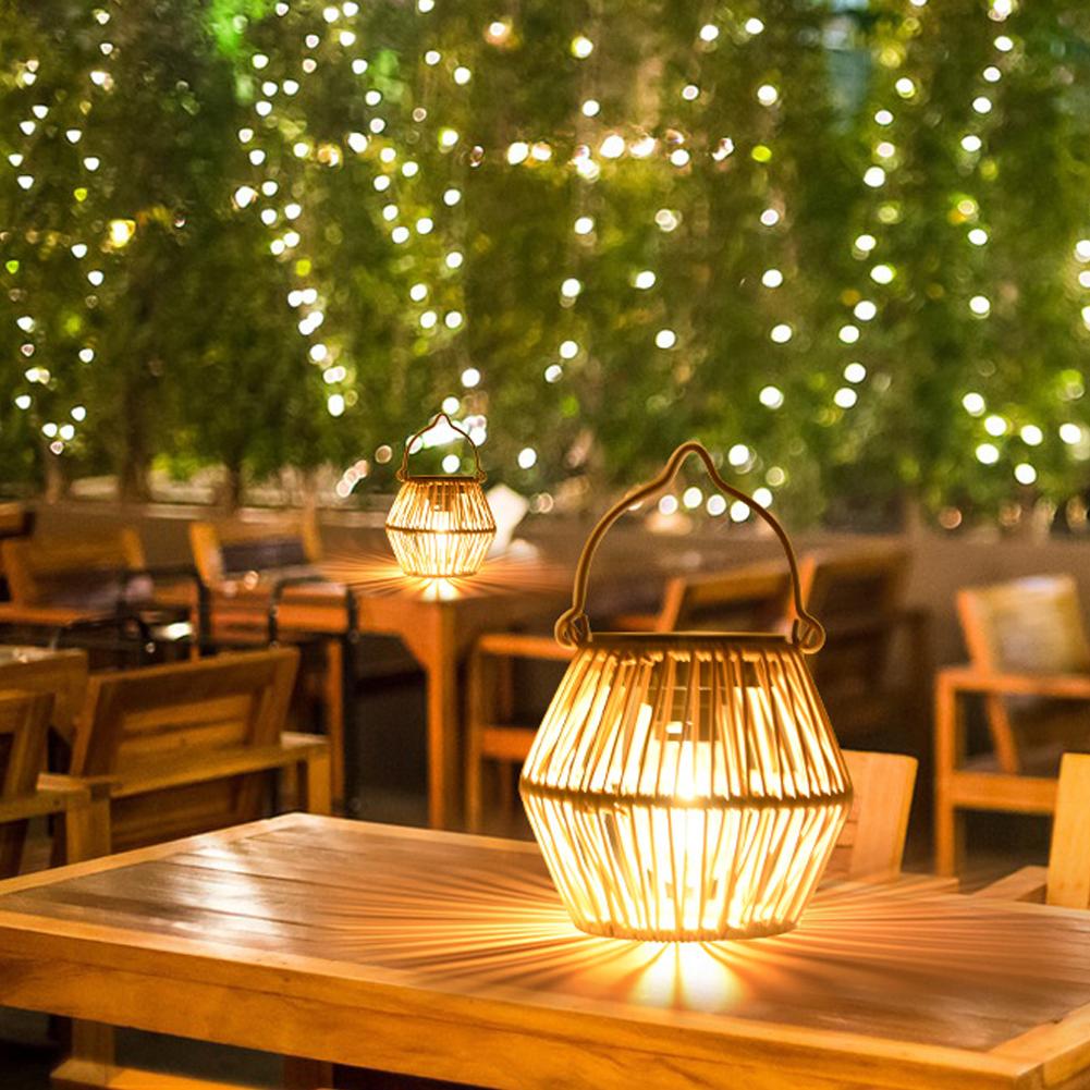 IP65防水ソーラーラタンランタン、吊り下げ式テーブルライト - Outdoor Lighting Patio のレビューと価格