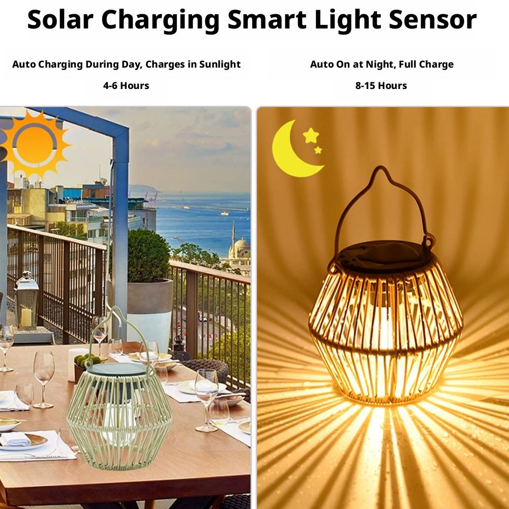 IP65防水ソーラーラタンランタン、吊り下げ式テーブルライト - Outdoor Lighting Patio のレビューと価格