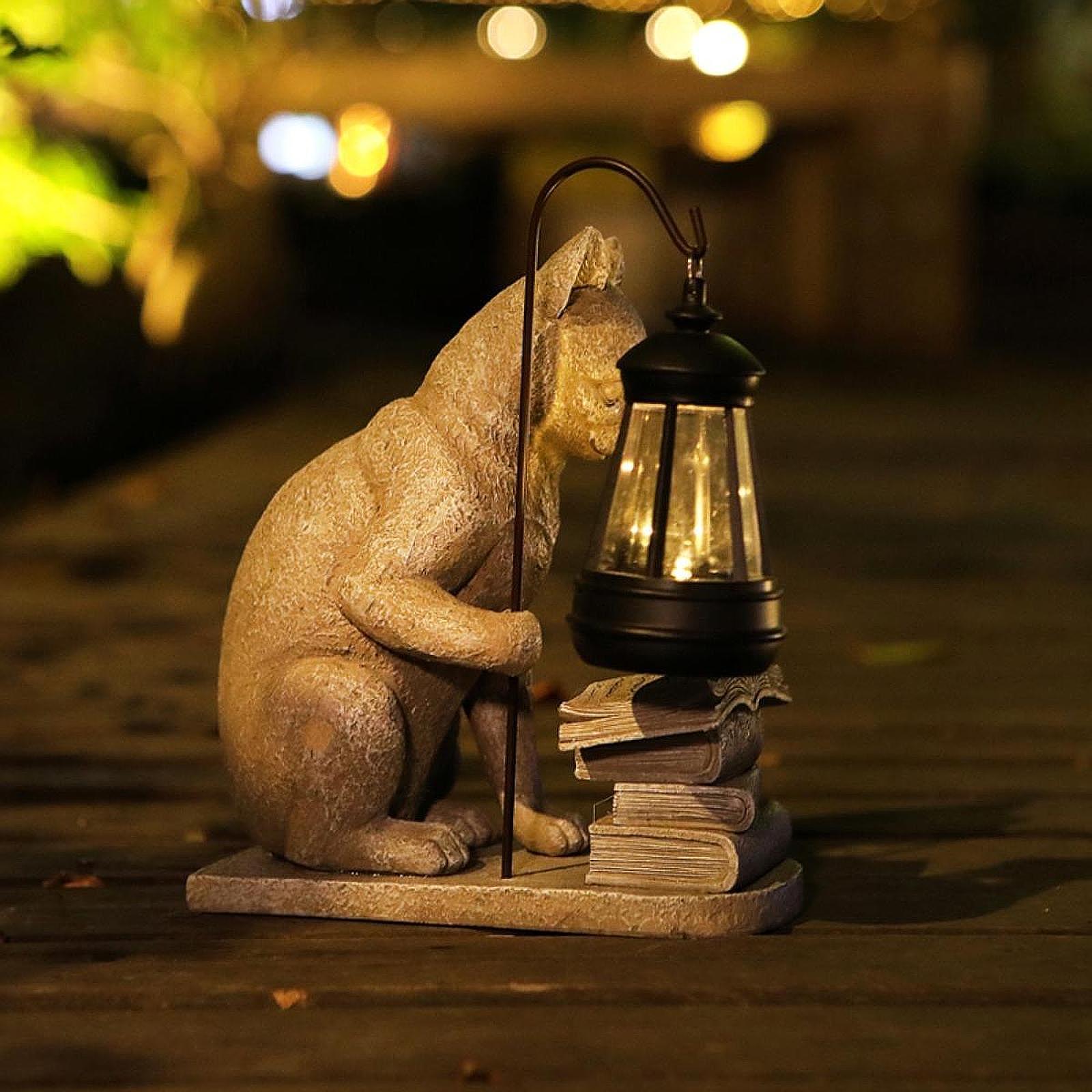 猫ソーラーガーデンミニスタチュー彫刻ソーラーランプライト樹脂 - Outdoor Lighting Pathway のレビューと価格