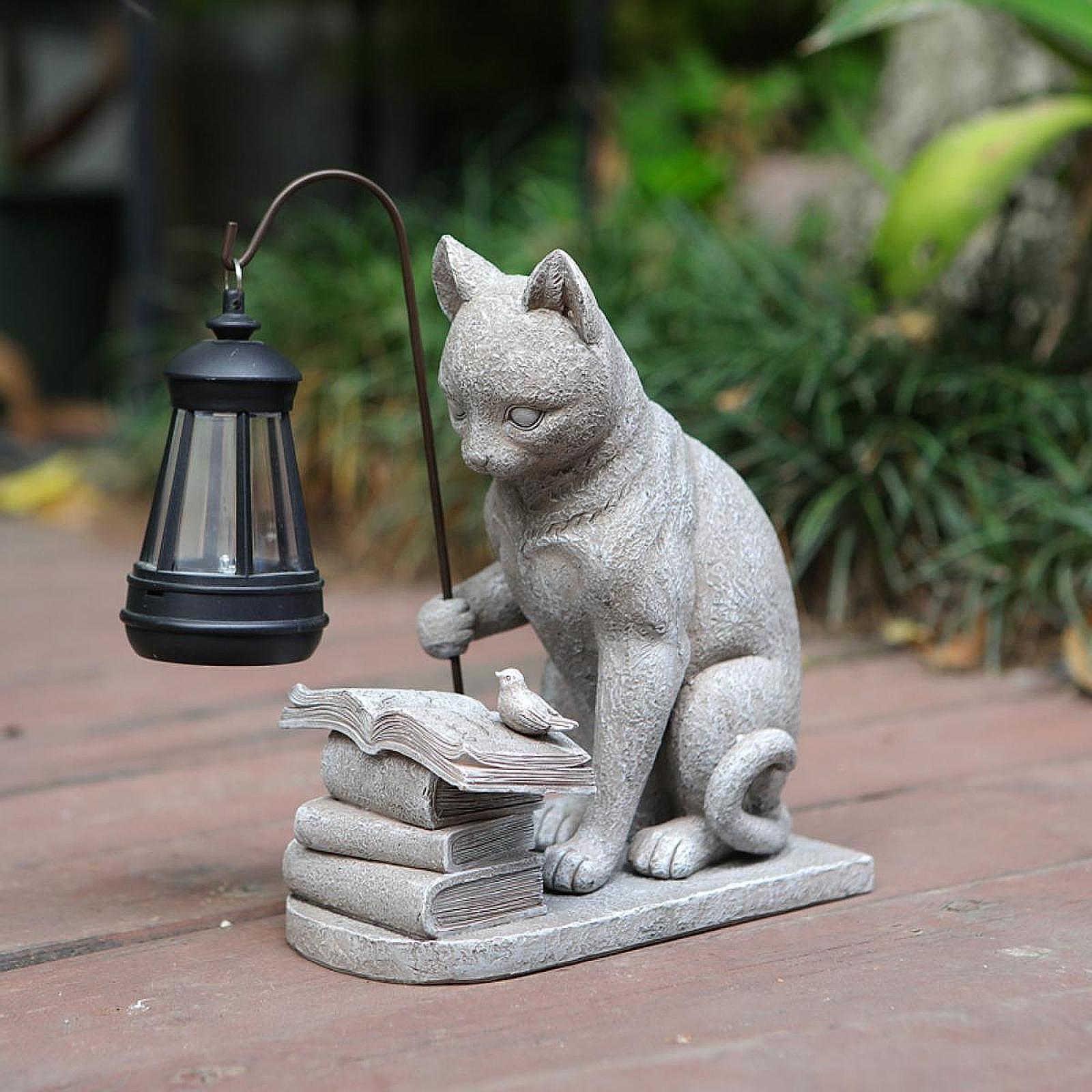 猫ソーラーガーデンミニスタチュー彫刻ソーラーランプライト樹脂 - Outdoor Lighting Pathway のレビューと価格
