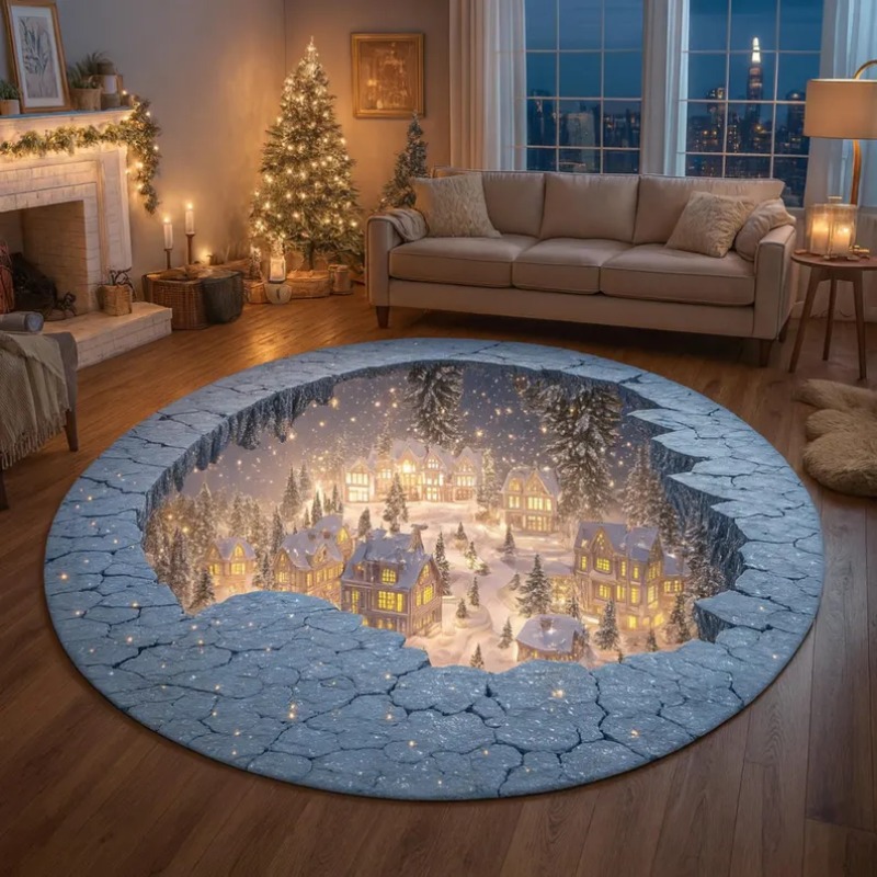 3D クリスマス村ラグ 冬の雪の街カーペット 居心地の良いホ - Outdoor Xmas Lighting Ideas のレビューと価格