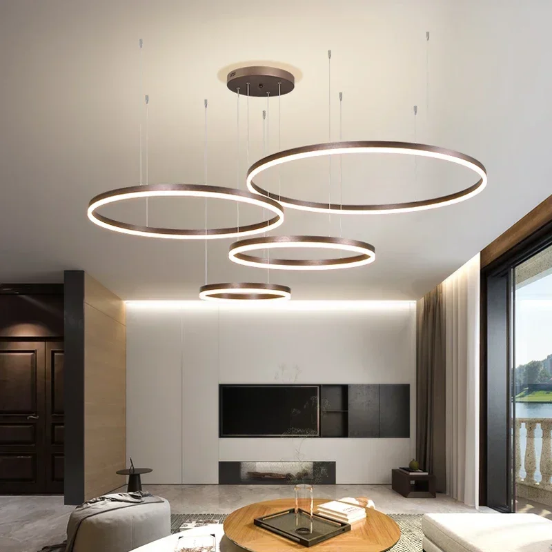 モダンなデザインの円形LEDハンギングランプ,つや消しリング - Outdoor Lighting Pendant のレビューと価格