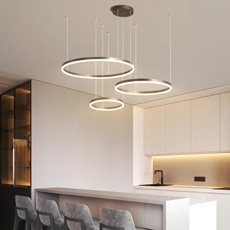 モダンなデザインの円形LEDハンギングランプ,つや消しリング - Outdoor Lighting Pendant のレビューと価格