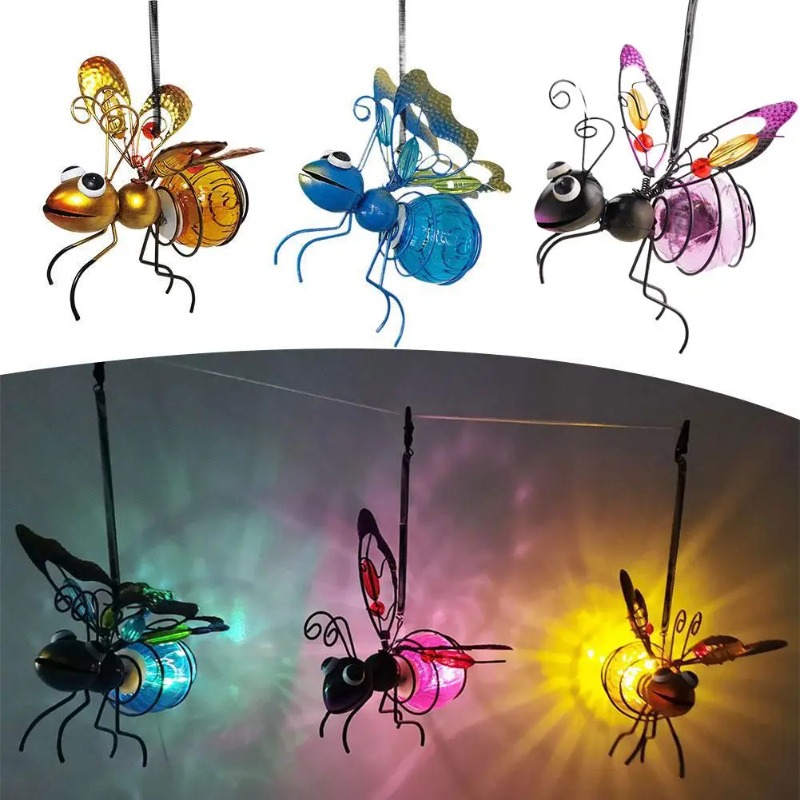 ソーラー鉄製昆虫像 LED フェアリーライト付き屋外防水吊り - Outdoor Lighting Tree のレビューと価格