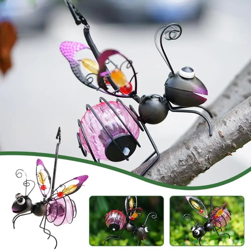 ソーラー鉄製昆虫像 LED フェアリーライト付き屋外防水吊り - Outdoor Lighting Tree のレビューと価格