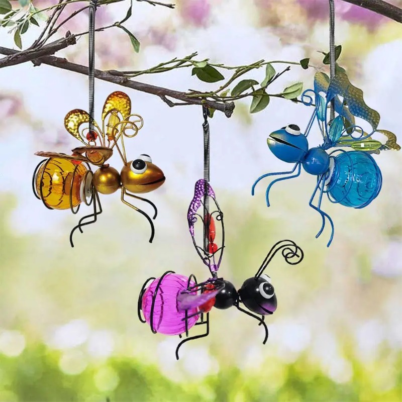 ソーラー鉄製昆虫像 LED フェアリーライト付き屋外防水吊り - Outdoor Lighting Tree のレビューと価格
