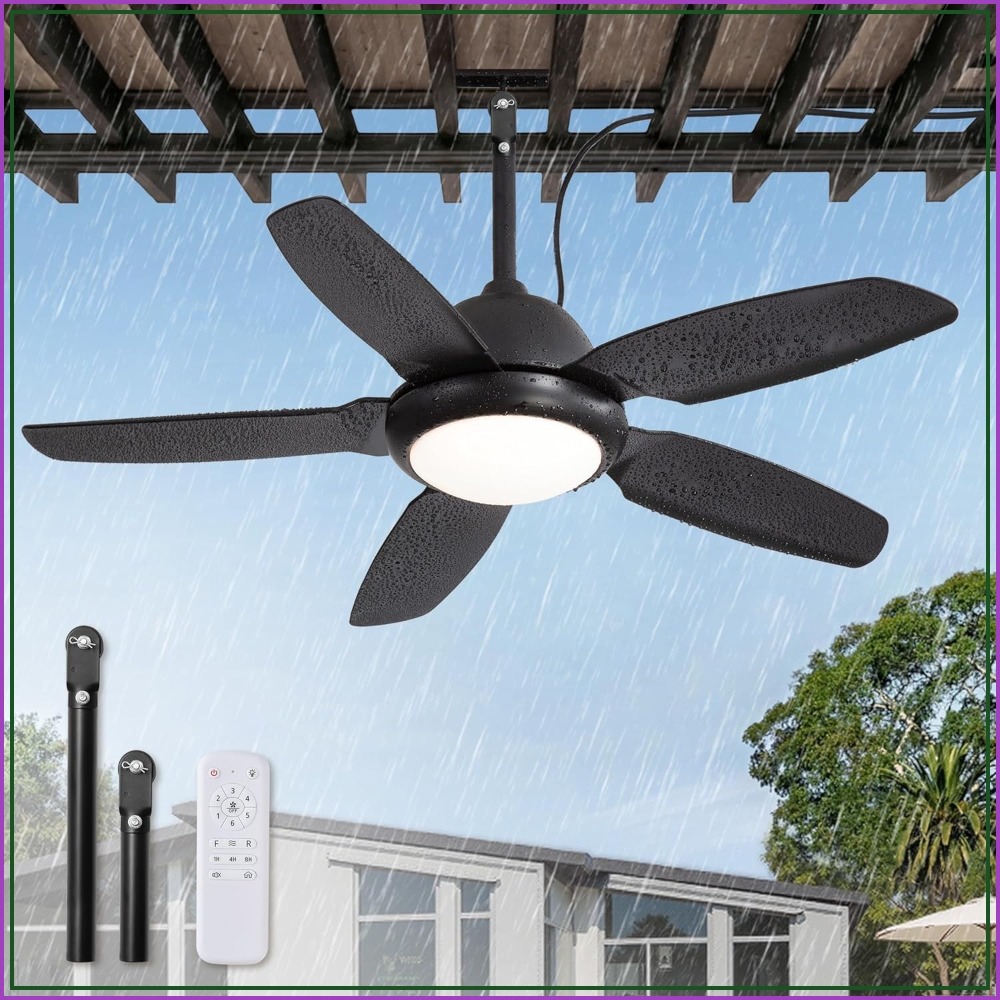 42インチ防水屋外天井扇風機（ライトとリモコン付き）、IP6 - Outdoor Lighting Gazebo のレビューと価格