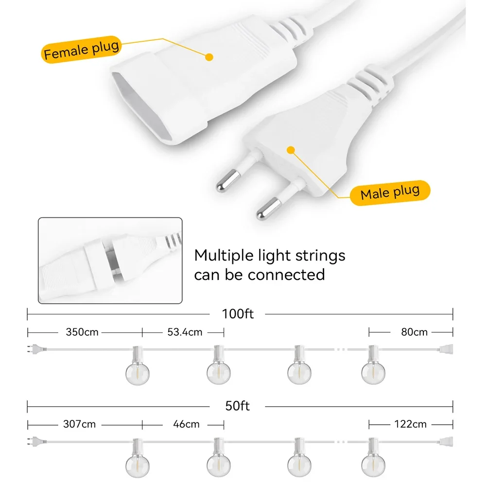 30 メートル 15 メートル妖精ストリングライト G40  - Outdoor Lighting Driveway のレビューと価格