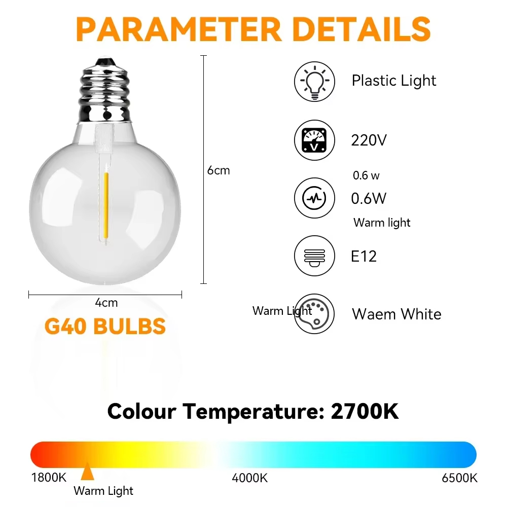 30 メートル 15 メートル妖精ストリングライト G40  - Outdoor Lighting Driveway のレビューと価格