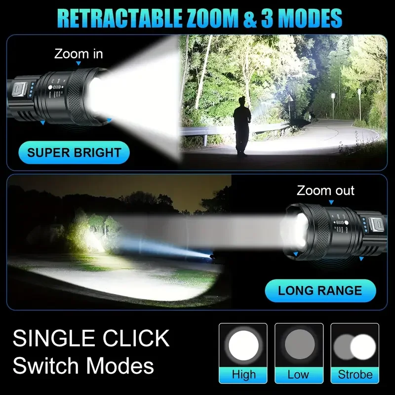 戦術的な LED 懐中電灯 2000LM USB 充電式防水 - Outdoor Lighting Ideas のレビューと価格