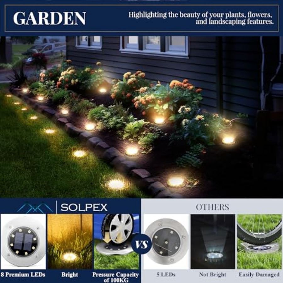 ソーラーグラウンドライト ソーラーライト 屋外防水 8 LE - Outdoor Lighting In Ground のレビューと価格