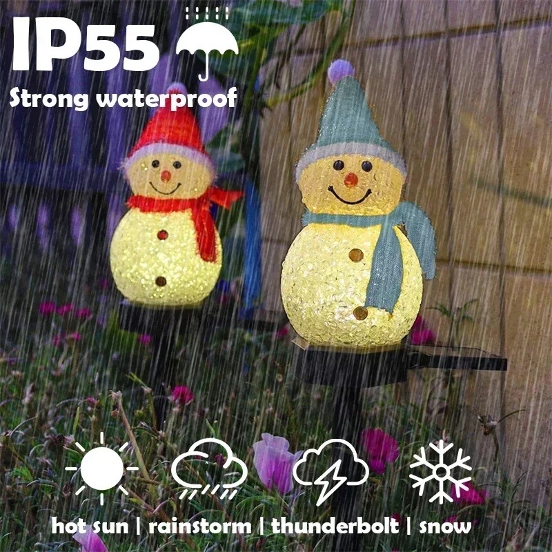 クリスマス雪だるまソーラーガーデンライト LED 防水屋外庭 - Outdoor Lighting Pathway のレビューと価格
