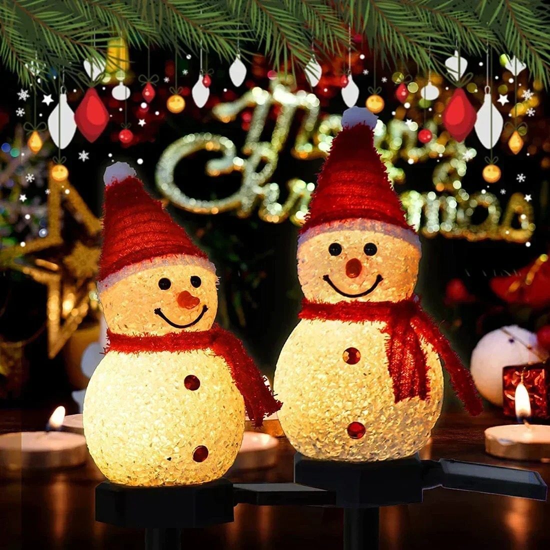 クリスマス雪だるまソーラーガーデンライト LED 防水屋外庭 - Outdoor Lighting Pathway のレビューと価格
