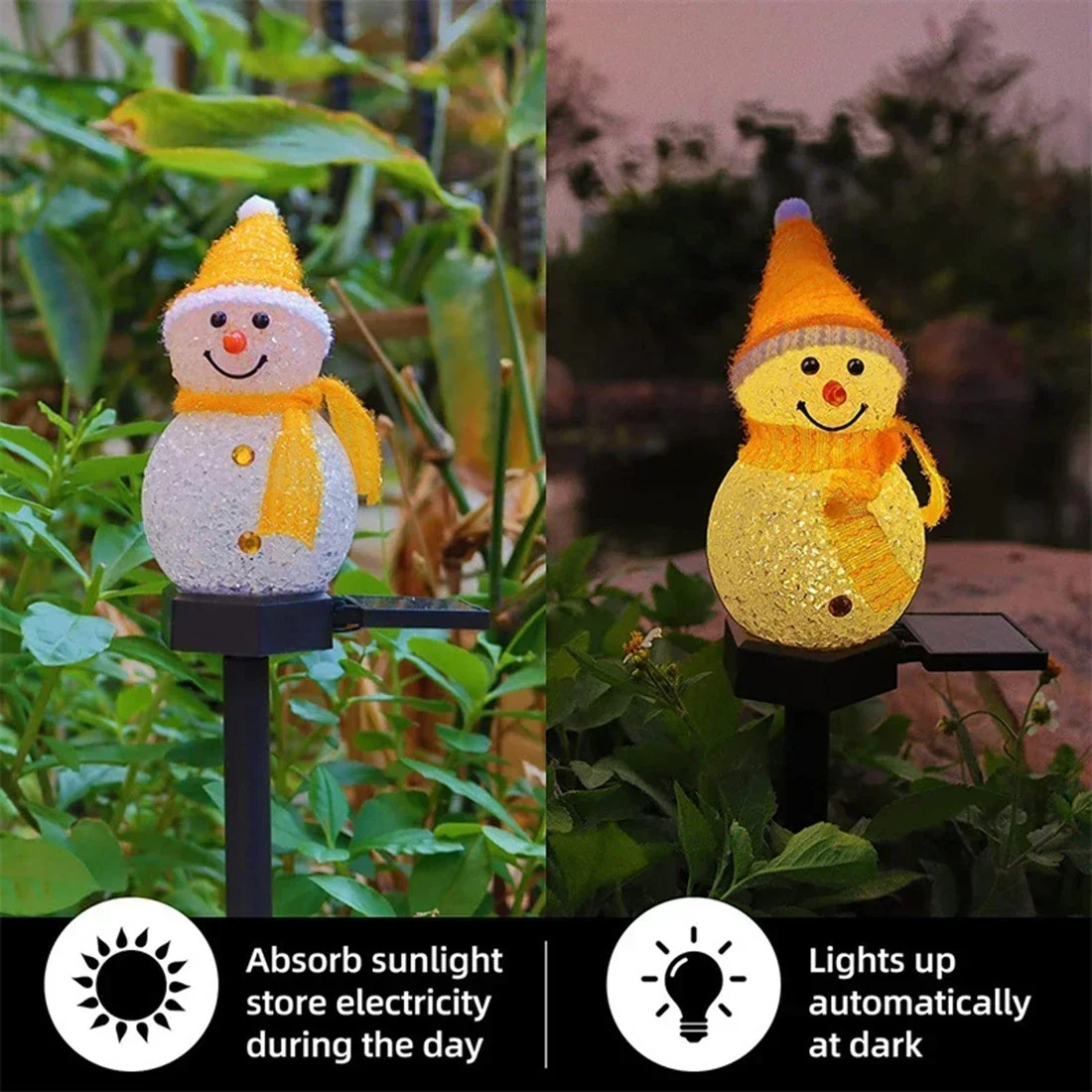 クリスマス雪だるまソーラーガーデンライト LED 防水屋外庭 - Outdoor Lighting Pathway のレビューと価格