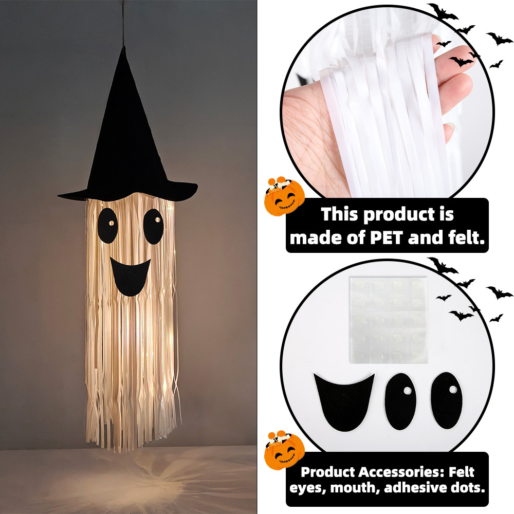 ハロウィン光る魔女帽子ゴーストタッセル吊り下げ装飾、LEDラ - Outdoor Lighting Pendant のレビューと価格