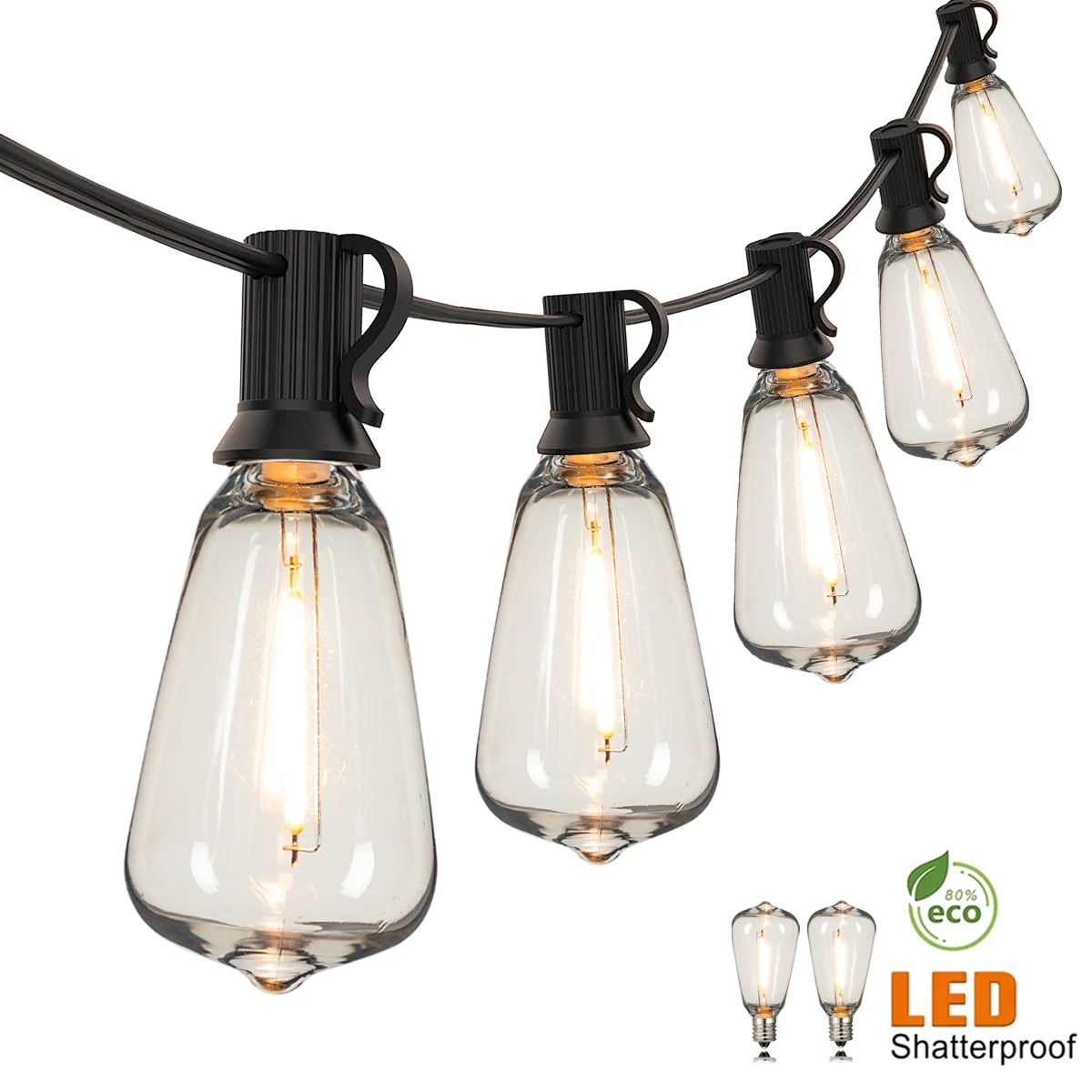 110V USプラグ ST38 ストリングライト 屋外用ガー - Outdoor Lighting Driveway のレビューと価格